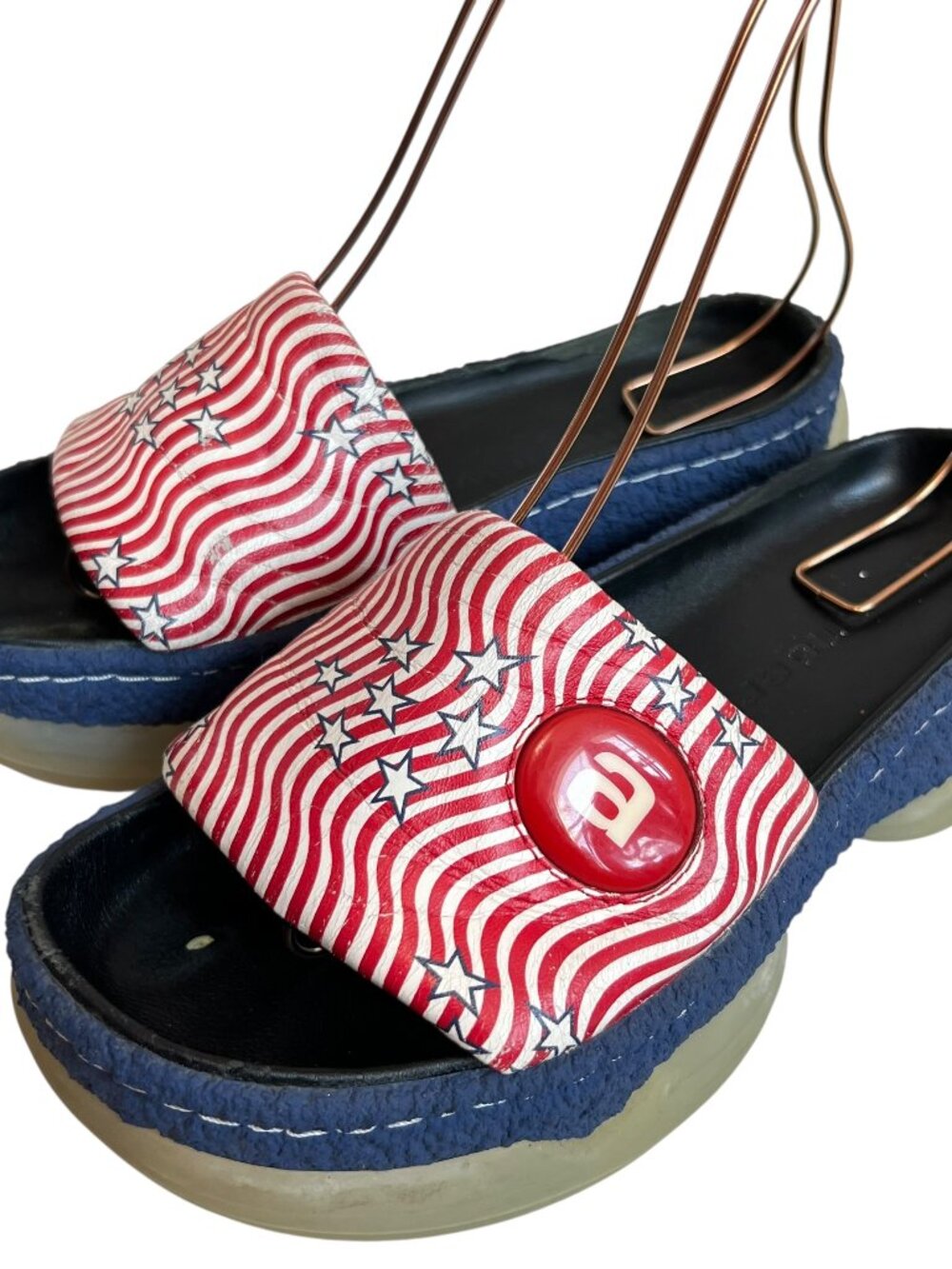 Alexander Wang sandals A1 platform slide slip on red white blue size 38 8 chunky